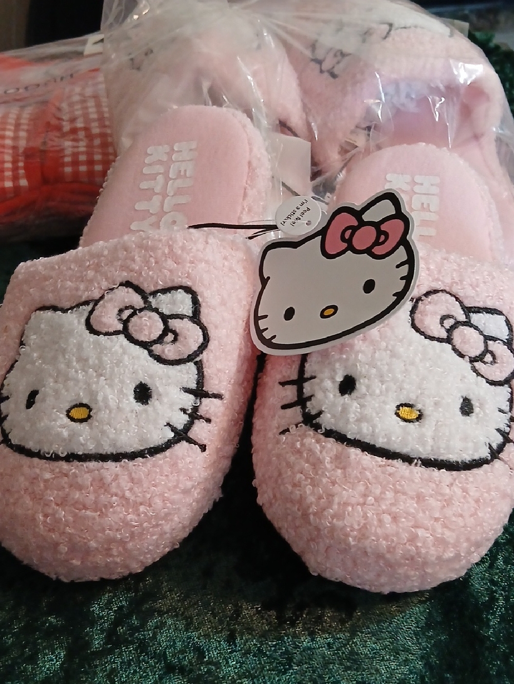 Hello Kitty Pink Fuzzy Slip-On Slippers
